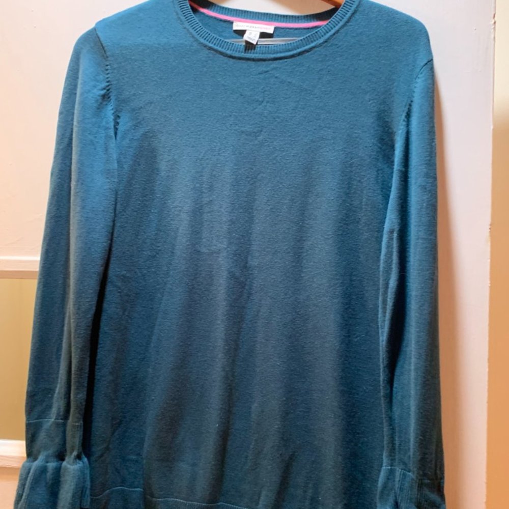 Isaac Mizrahi LIVE !Women sweater size XL ruffle bell Sleeve Turquoise Tunic
